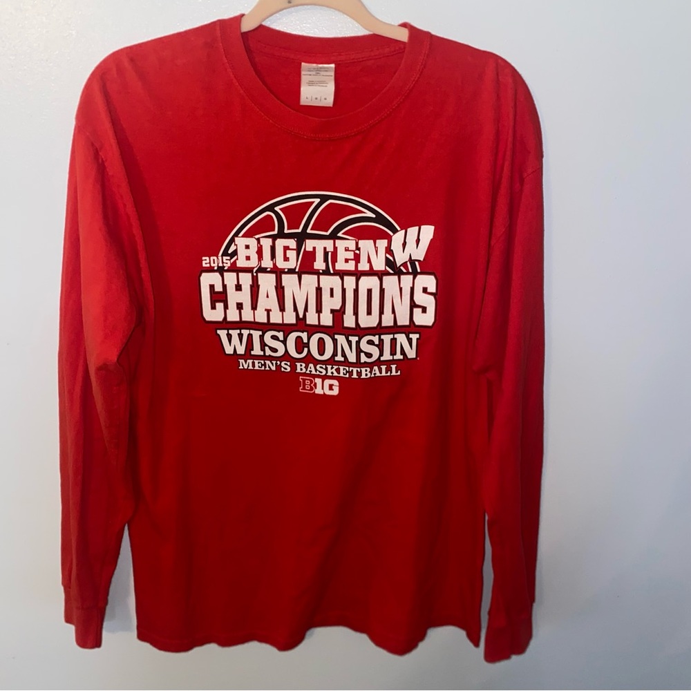 Red Wisconsin Basketball Long Sleeve Shirt